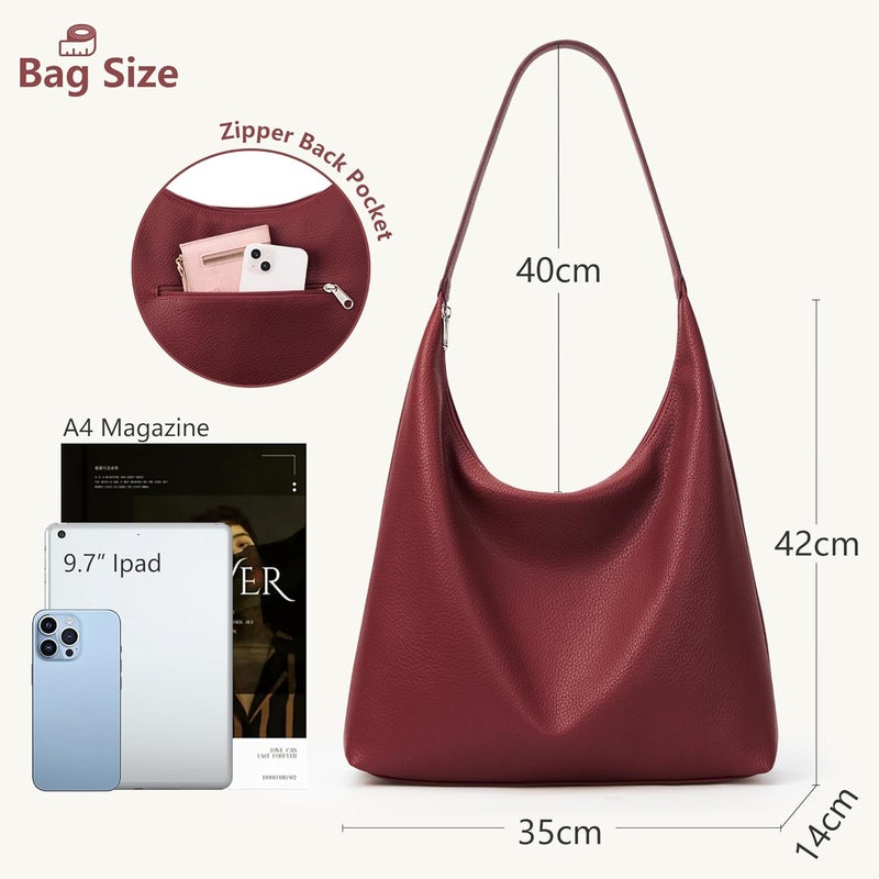 KALIDI Casual Tote Bag Vegan Leather Hobo Zipper Work Bag Weekender Shoulder for Women Shoulder Travel Purse - Image 4